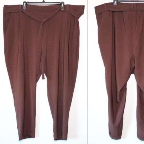 NWT Torrid Raisin Brown Crepe Self Tie Tapered Pant Plus Size 4 4X H13554 - Picture 11 of 11